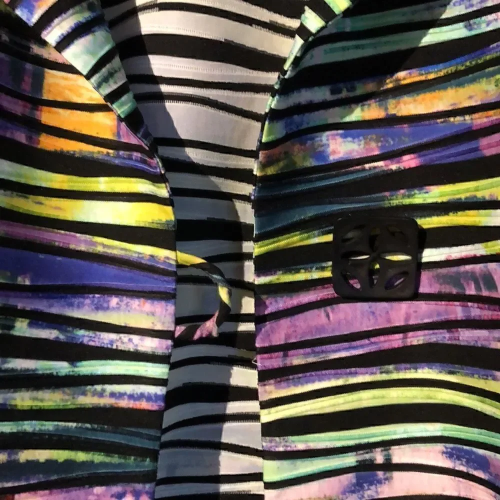 IC by Connie K womens blazer stripe black green pink size M - Picture 12 of 14